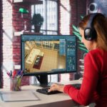 3D interior designer creating a modern room visualization
