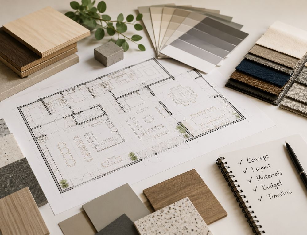 Turnkey interior design planning workspace